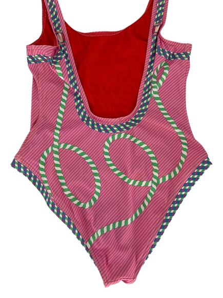 Hermes Alex Canoe-Print Jersey Swimsuit in Rose Pop - Picture 10 of 16